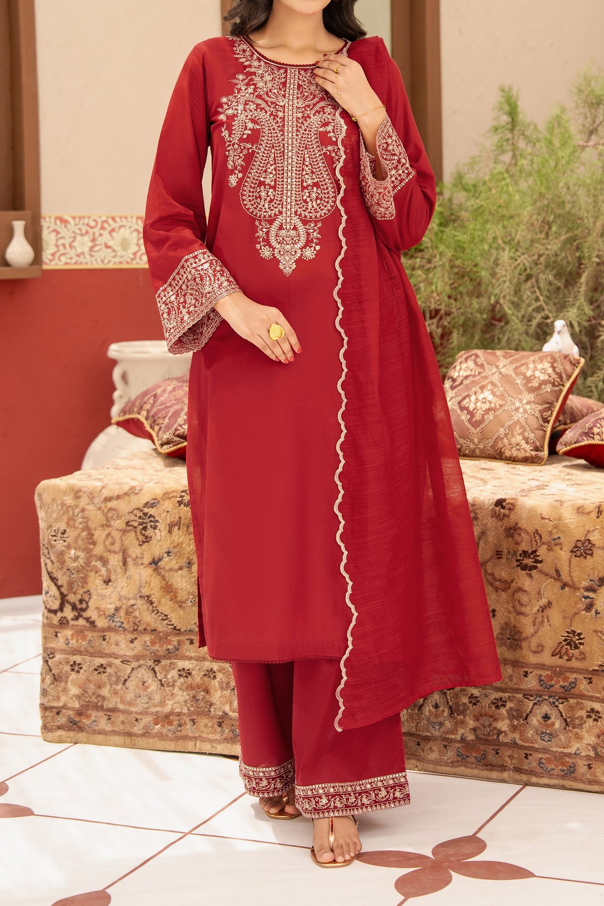 NPSLE3133 Chiness Lawn Suit - Stitched 3Pc