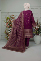 NPS3065 - Jacquard Lawn Stitched 3Pc