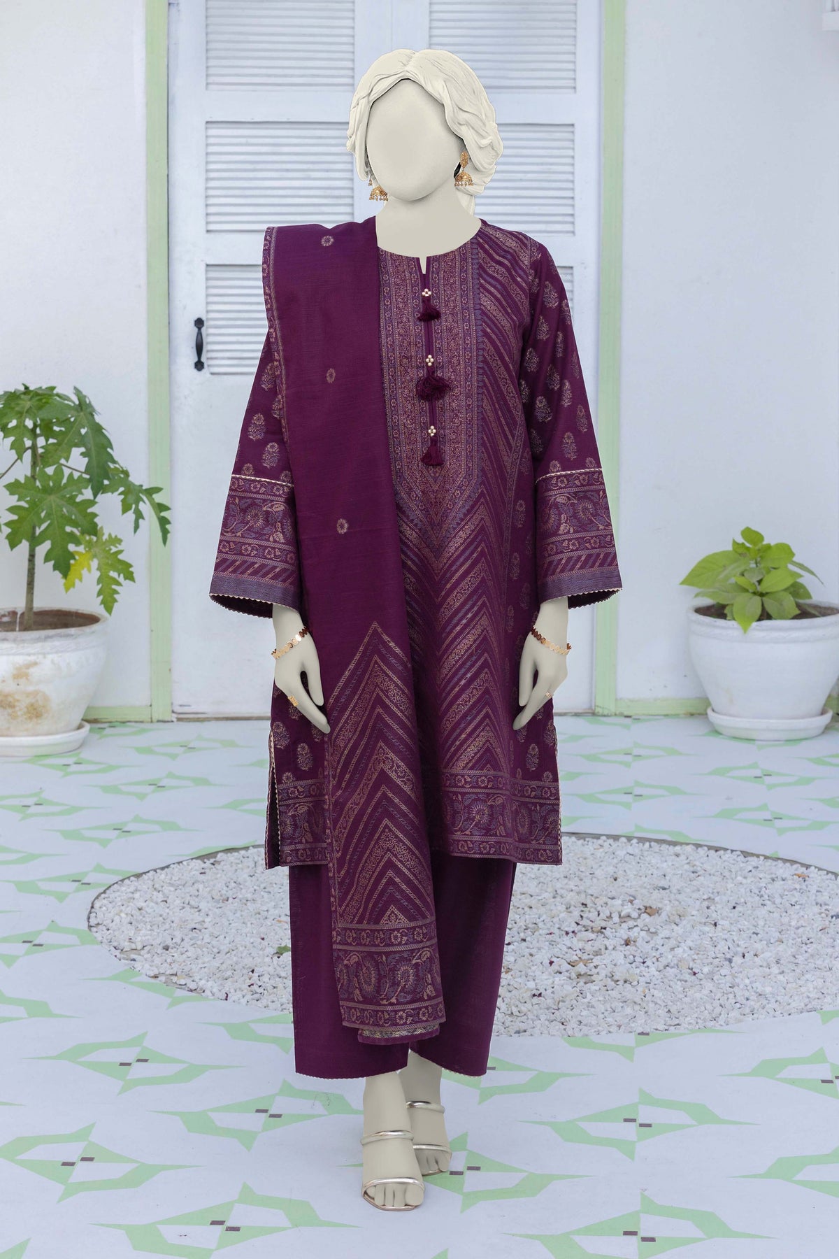 NUWJ3108 Jacquard Khaddar Suit - 3 Piece