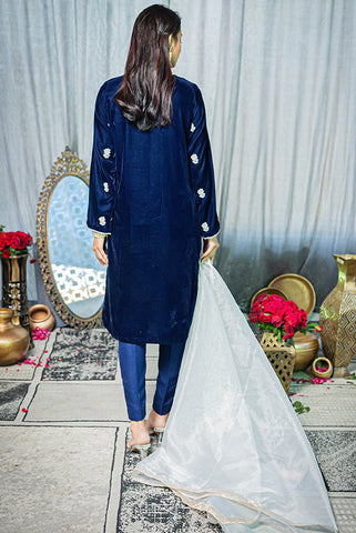 Blue Festive Unstitched Suit - 3Pc - Narmin