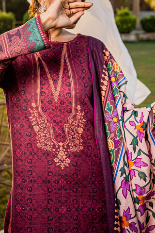 Magenta Digital Printed Khaddar Suit - 3Pc - Narmin