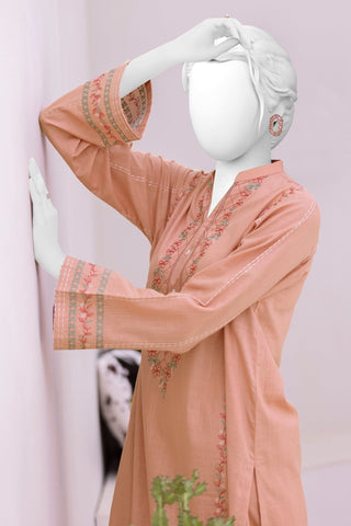 NPS2021 Peach Embroidered Lawn 2Pc