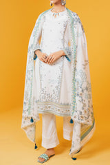 NUS3028 Digital Printed Lawn Suit - 3Pc