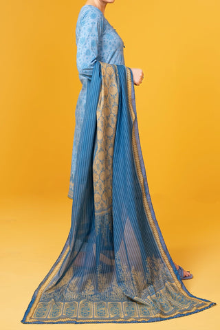 NUS3030 Digital Printed Lawn Suit - 3Pc