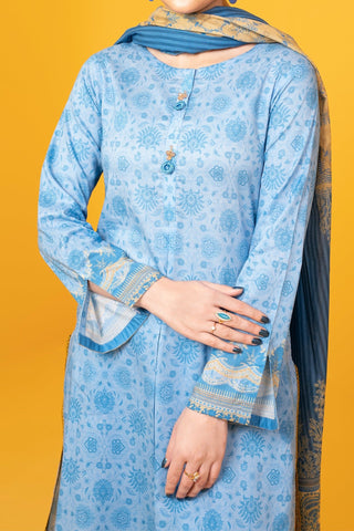 NUS3030 Digital Printed Lawn Suit - 3Pc