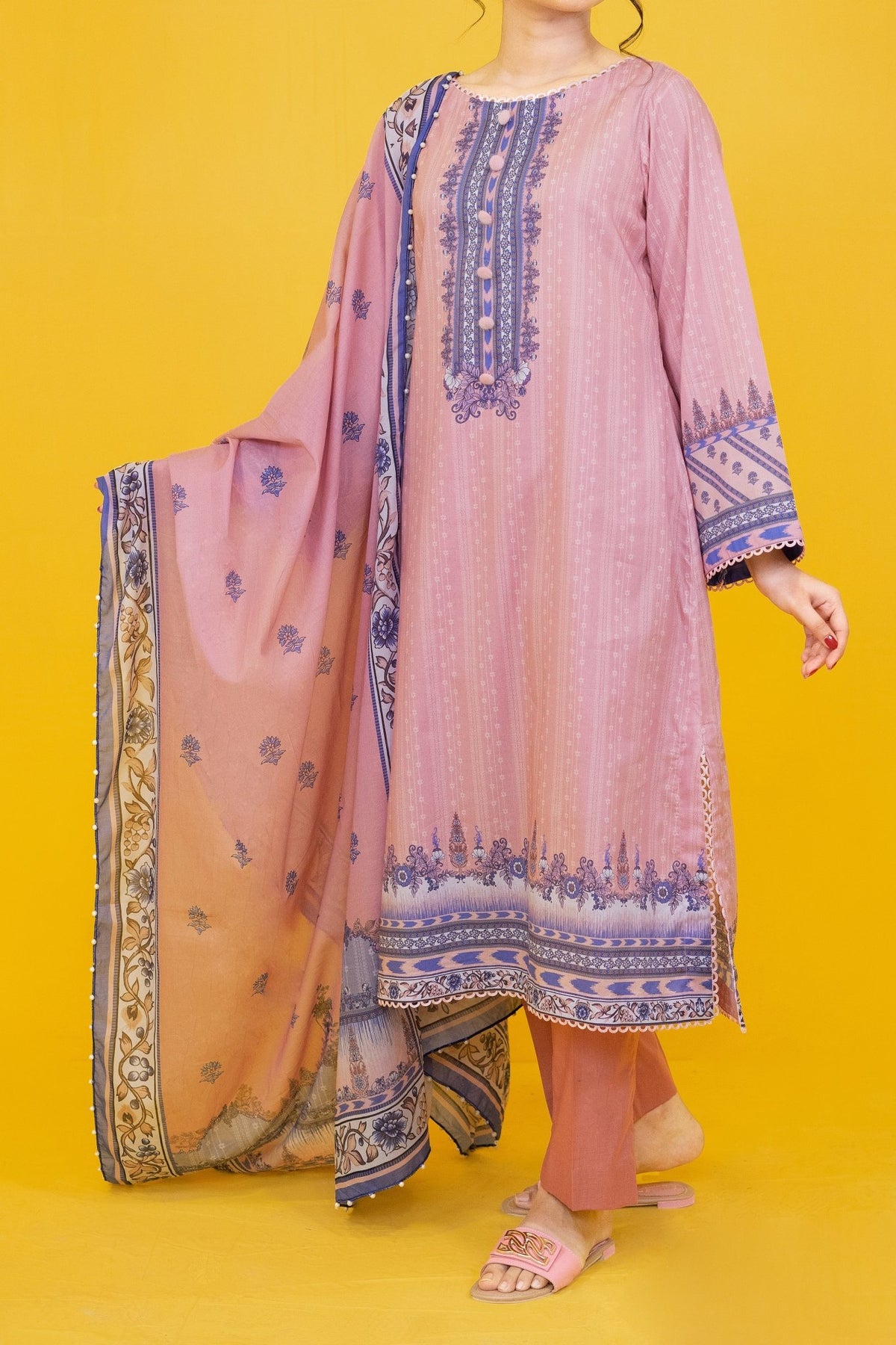 NUS3036 Digital Printed Lawn Suit - 3Pc