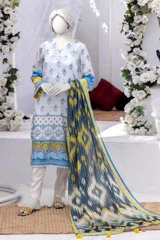 NUS3061 Digital Printed Lawn Suit - 3Pc